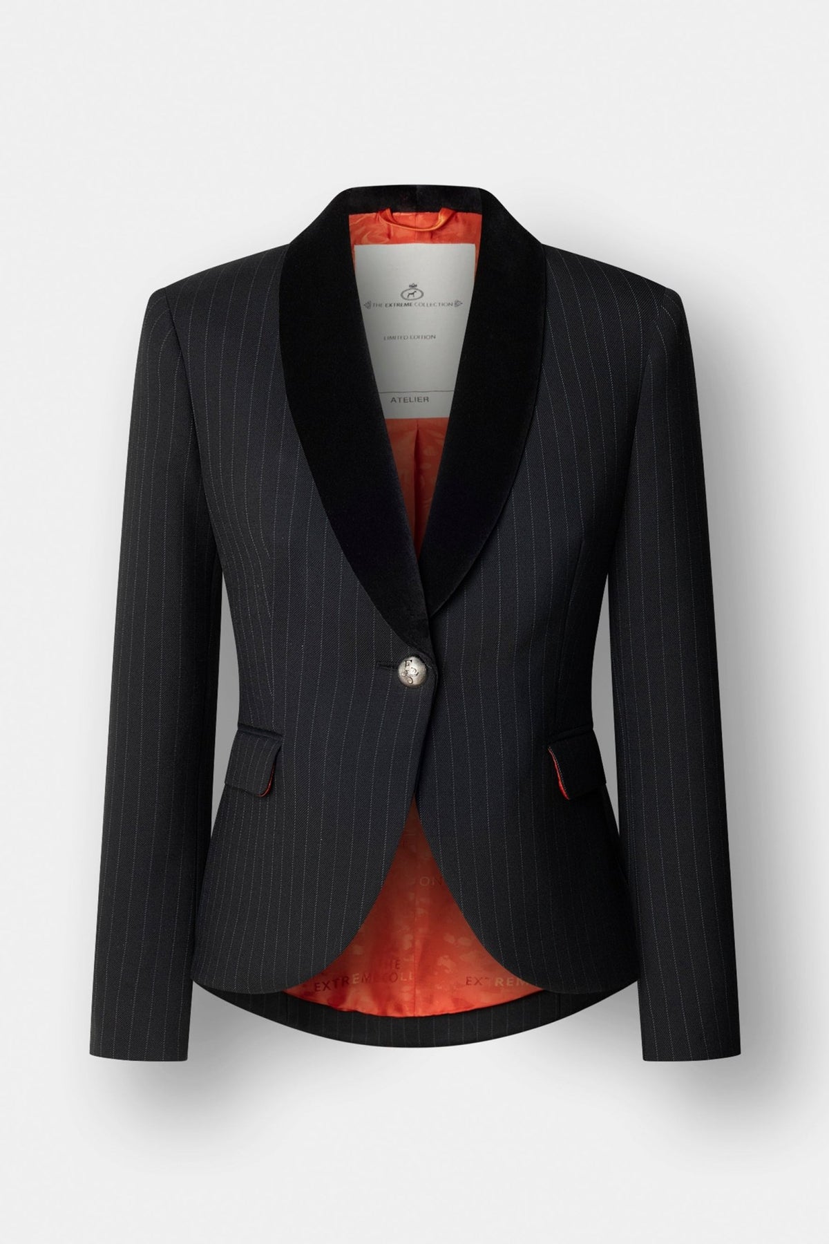 Blazer de raya diplomática con bordado joya The Gardens en tejido de raya diplomática con un bordado joya estelar en la espalda.