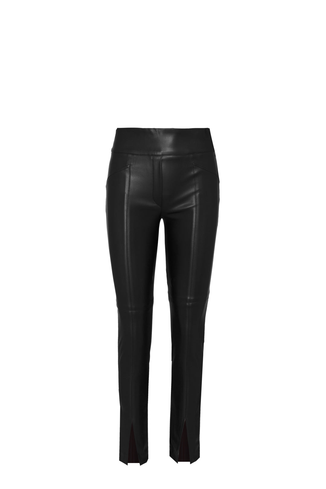 Pantalón de cintura alta pantalón ecopiel negro con efecto piel y un profundo tono sofisticado. Audacia, elegancia y diseño moderno.