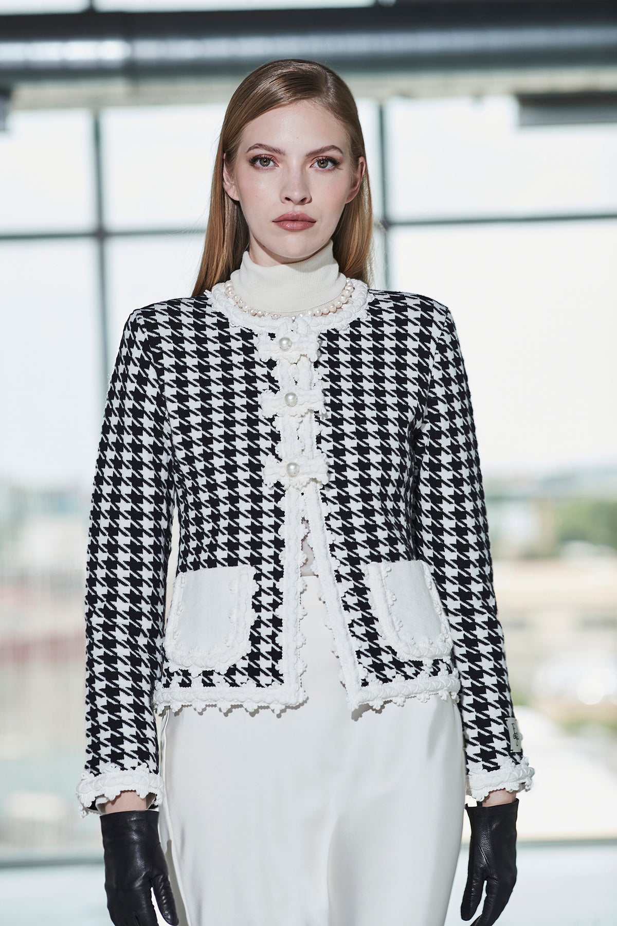 CHAQUETA PATA DE GALLO MARFIL GENEVA