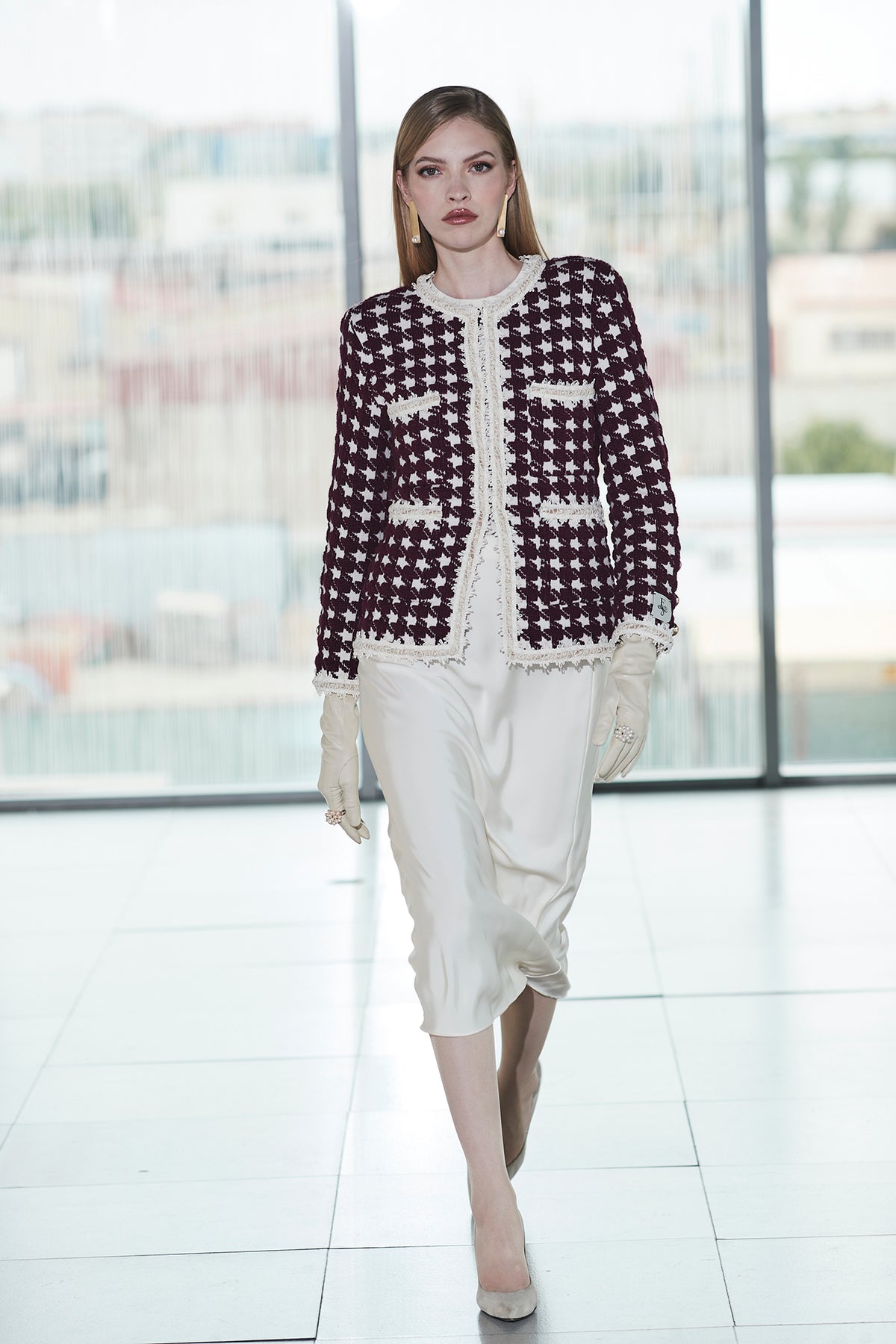 CHAQUETA CORTA PATA DE GALLO VINO MARGOT