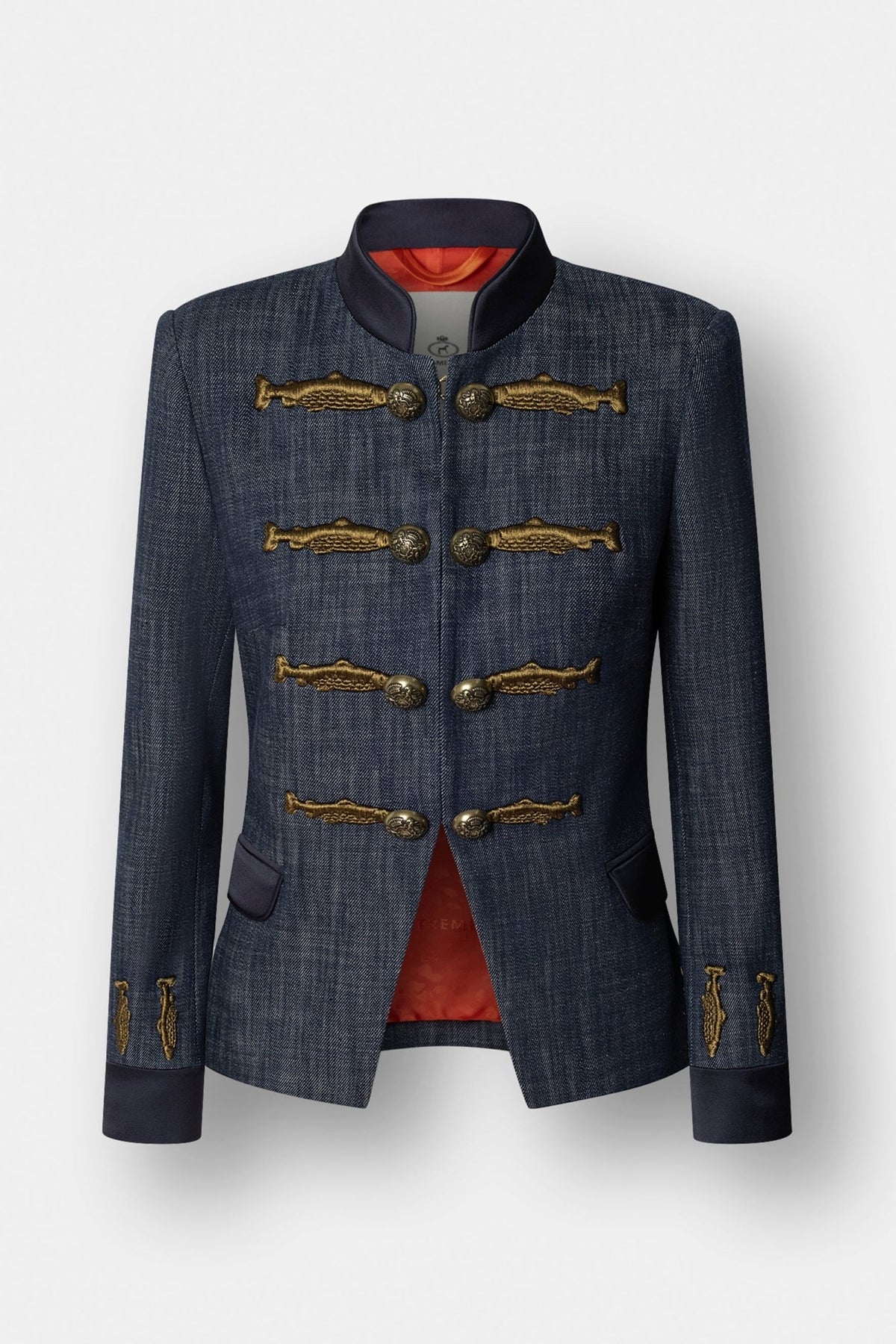 Blazer denim con bordados Nuvola Denimde The Extreme Collection confeccionada en tejido denim de 100% algodón con bordados dorados.