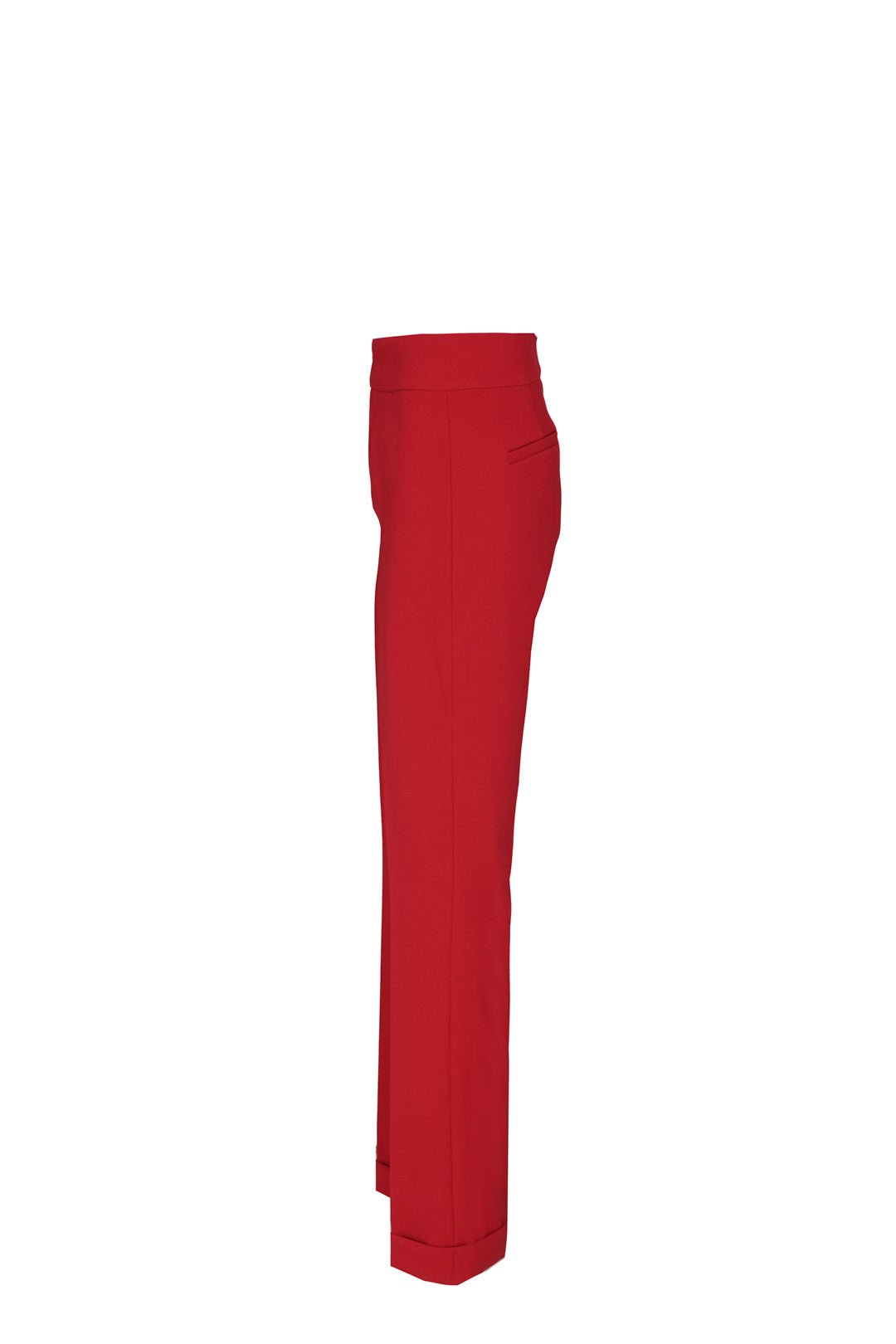 Pantalón pantalón hebilla rojo Atelier, de corte recto en super crepé de alta gama con elegante detalle de hebilla lateral.