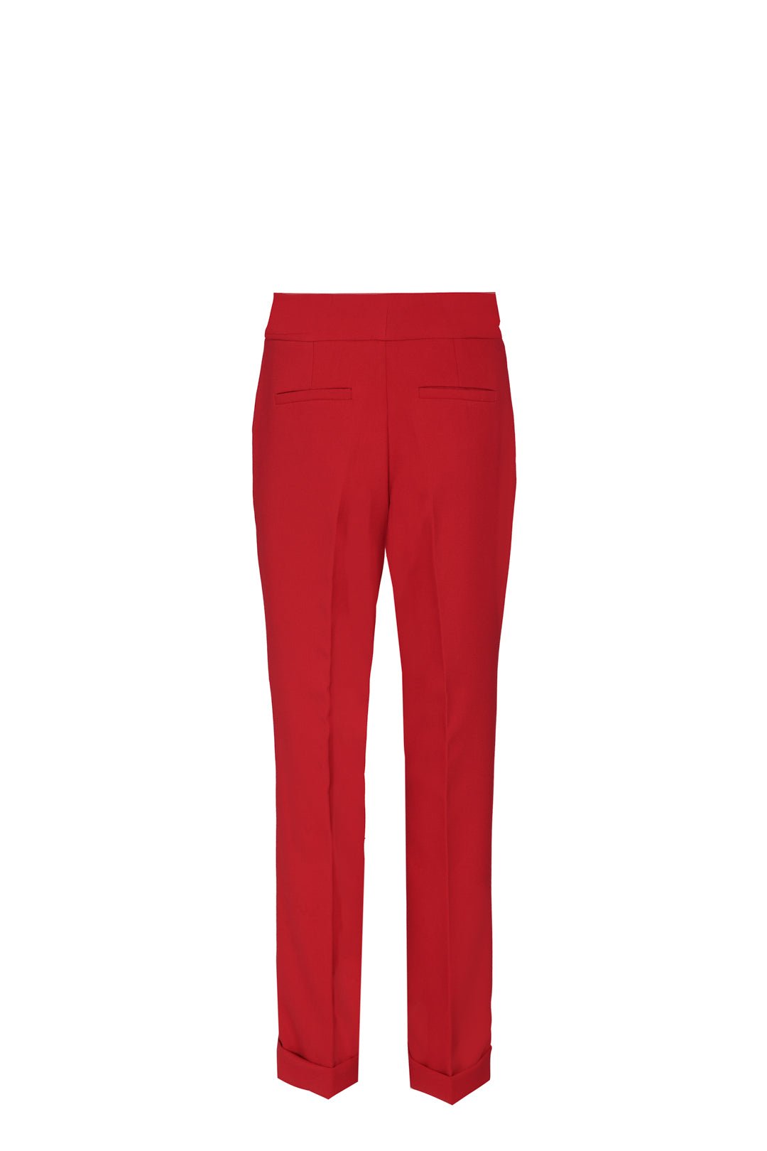Pantalón pantalón hebilla rojo Atelier, de corte recto en super crepé de alta gama con elegante detalle de hebilla lateral.
